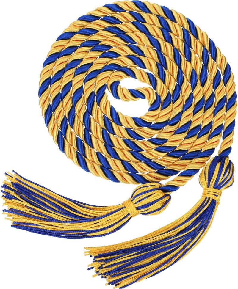 TecUnite Graduation Cords Honor 2026 Polyester Yarn Decorative Garland Twist Ties with Tassels for Bachelor Gown Graduation(Gold with Blue) - Image 1